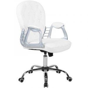 Beliani Chaise de bureau en simili-cuir blanc PRINCESS