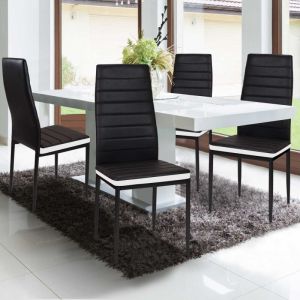 Idmarket Lot de 4 chaises ROMANE noires bandeau blanc pour salle à manger