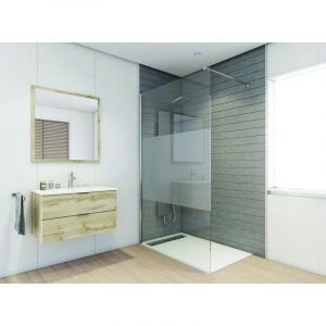Paroi de douche TUHINA - Verre tremp&eacute; 8mm - S&eacute;rigraphie D&eacute;polie - 90x200cm
