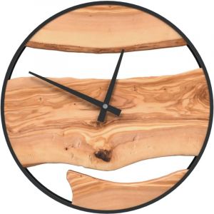 VidaXL Horloge murale marron &Oslash;35 cm fer et bois d'olivier