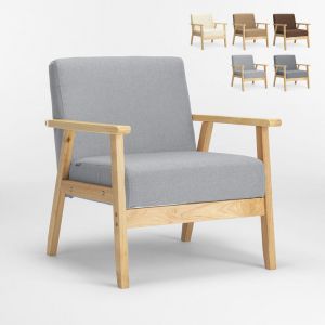 Image de Ahd Amazing Home Design Fauteuil Chaise scandinave design vintage en bois avec accoudoirs Utepl, Couleur: Gris