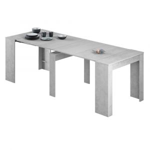 Image de Pegane Table console Extensible coloris béton -78 x 90 x 50 cm -