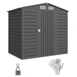 Outsunny Abri de jardin cabanon dim. 190L x 131l x 188H cm porte verrouillable ventilations tôle acier ondulé gris