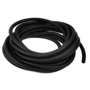 Sourcing map Gaine de fils et câbles 8m 8mm x 10mm Plastique Flexible Fil Protection Conduit Ondulé pour Jardin Bureau Noir