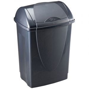 Mondex Poubelle 10L en plastique recycl&eacute; &ndash; Couvercle basculant &ndash; Coloris Gris Anthracite &ndash; 24,5x19x35 cm - Compacte &ndash; Fabriqu&eacute;e en France &ndash; Id&eacute;ale Bureau, Cuisine - M home by Mazzei