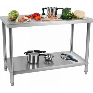 Royal Catering Table travail Plan travail 120x70x85cm Capacité de charge 115 kg Pieds ajustables Inox RCAT-120/70