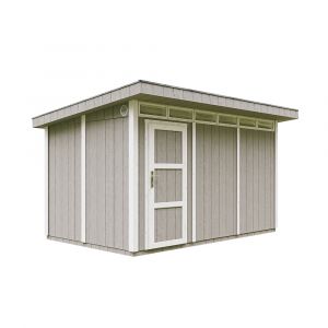 Abri de jardin à base de bois en panneaux LP SmartSide 9 m² - Abri de jardin avec sol et tuiles bitumineuses L412xL279xH237 cm - Abri de jardin Timbela M904- Couleur de peinture TUNDRA GREY