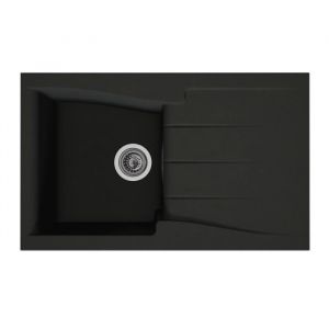 STRADOUR Evier cuisine à encastrer 1 bac + 1 uttoir Luna Composite MMC 81 x 50 cm Noir
