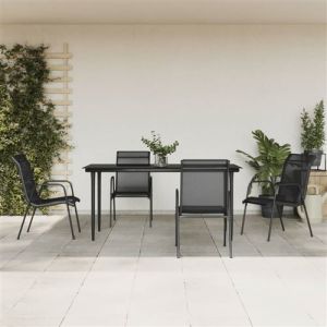 VidaXL Ensemble à manger de jardin 5 pcs noir textilène et acier