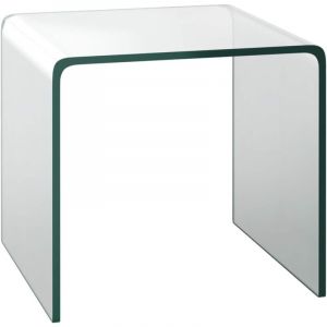 Costway Table Basse En Verre Trempé Transparente Et Patins Antidérapants, 45 X 45 X 41 Cm En Form U Pour Salon, Bureau, Chambre