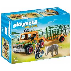 Playmobil 6937 Wild Life - Véhicule avec éléphanteau et soigneurs