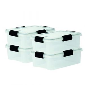 Iris Ohyama Boîtes plastique étanches, 10L, Lot de 4, AT-S, Transparent - L39 x P29 x H14 cm