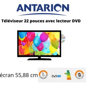 Antarion Télévision TV + DVD LED 22' HD 12V/24V /220V camping car