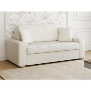 Canap&eacute; 2 places convertible express en simili EMIR - Blanc - Couchage 120 cm - Matelas 18 cm