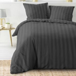 Douceur D'int&eacute;rieur - Housse de couette 240x220 + 2 taies Cl&eacute;o Anthracite microfibre