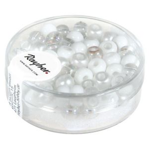 Rayher Perles de rocailles &oslash;5,5mm, Grand Trou &oslash;2mm BTE 80pc Tons Gris, &lrm;14799558