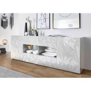 Image de home24 Subleem - Buffet 2 portes 4 tiroirs Vione blanc laqué brillant