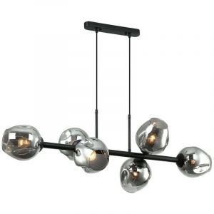 Italux Lighting Italux Borgo L inaire suspendu moderne noir, 6 l ières f é avec abat jour en graphite f é, E27
