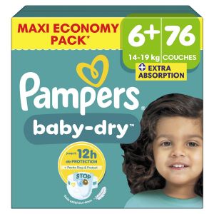 Pampers Couches Bébés Baby-dry 14-19 Kg Taille 6+ - Le Paquet De 76 Couches