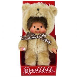 Bandai Monchhichi - Peluche Monchhichi Nounours - Peluche Singe Iconique des années 80 - Peluches Toutes Douces 20 cm pour Enfants et Adultes - Ourson - Jouet Enfant 2 Ans et + - SE203963