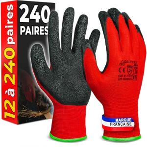 MK-Glove - 240 Paires - Taille 11 (XXL) - Gants Revêtement Latex - Gants de Travail - Rouge