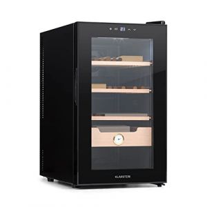 Image de Klarstein El Presidente - Cave à cigares électrique avec Porte vitrée, humidificateur à cigares avec tiroirs en Bois de cèdre, hygromètre, éclairage intérieur LED, 50 litres - Noir