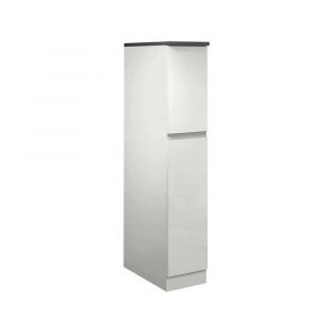 Garde-manger Dcasiragh, Meuble polyvalent, meuble de rangement à 2 tiroirs, 100% Made in Italy, 30x60h165 cm, Blanc brillant et ardoise - Dmora