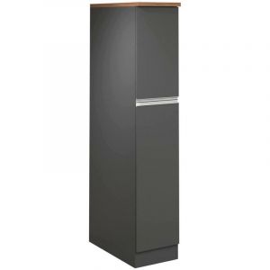 Garde-manger Dcasiragh, Armoire polyvalente, Meuble de rangement avec 2 tiroirs, 100% Made in Italy, 30x60h165 cm, Anthracite et Chêne - Dmora