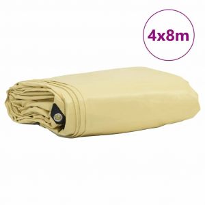 VidaXL B&acirc;che 650g / M&sup2; Beige 4 X 8 M Toile Avec Rev&ecirc;tement En Pvc