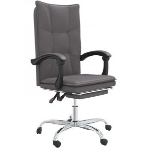vidaXL Fauteuil inclinable de bureau Gris Similicuir