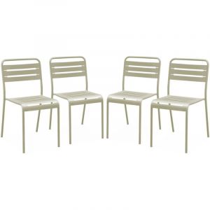Image de Sweeek Lot de 4 chaises de jardin acier 4 places beige Amelia L44 x P52 x H79cm