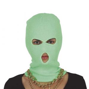 Cagoule gangster 3 trous adulte vert fluo - guirca 16268