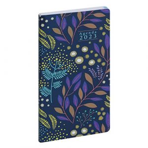 Exacompta Agenda de poche EasyTime 17 Mini Labo 9 x 17 cm Semainier Janvier à décembre 2023 - Visuel Mimosa - Lot de 5