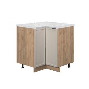 Meuble bas d'angle Fame-Line, GrisBeige, 80.5 cm, pt Marbre Vicco