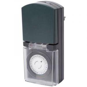 Perel Minuterie analogique, mécanique, 230 V, 16 A, 3680 W, IP44, pour usage extérieur, mise à la terre allemande type F, noir