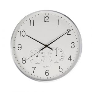 Well Home Horloge Murale au Design Moderne avec thermomètre et hygromètre Ø38 cm