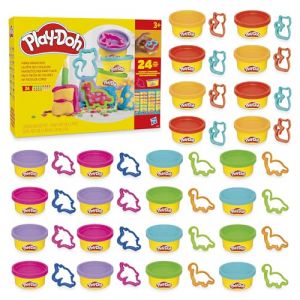 Play-Doh La f&ecirc;te des Couleurs, Loisirs cr&eacute;atifs avec p&acirc;te &agrave; Modeler pour Filles et Gar&ccedil;ons d&egrave;s 3 Ans, 24 Pots de 56 g, 6 Couleurs, Id&egrave;e Cadeaux pour Anniversaires