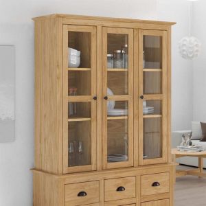VidaXL Meuble avec Portes en Verre BODO Marron miel