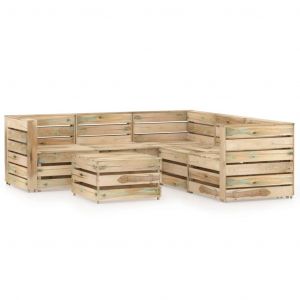 VidaXL Salon de jardin 6 pcs, Bois de pin imprégné de vert
