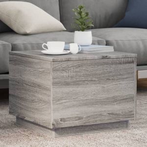 VidaXL Table Basse avec Lumi&egrave;res LED, Bout de Canap&eacute;, Table d'Appoint, Meuble de Salon Salle de S&eacute;jour Int&eacute;rieur, Moderne, Sonoma Gris