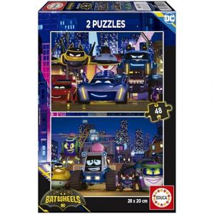Educa 2 Puzzles en Carton de 48 pièces avec des Images Batwheels, Double Plaisir. Cadeau Parfait pour Les garçons et Les Filles âgés de 3 4 5 6 Ans (20107)