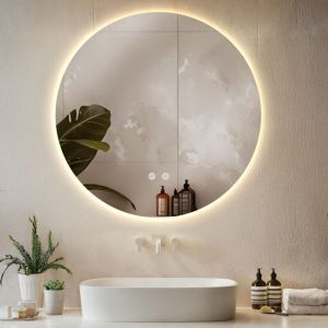 TecTake Miroir de salle bain LED r&eacute;glable avec 3 couleurs lumi&egrave;re 80cm