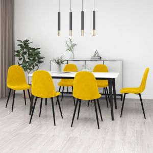 VidaXL Chaises de salle ? manger 6 pcs Jaune moutarde Velours
