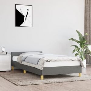 VidaXL Cadre de lit avec tête de lit Gris foncé 100x200 cm Tissu
