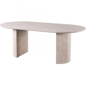 LAGOS XL - Table à manger ovale couleur travertin 220 cm
