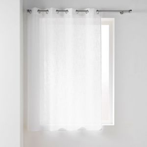 Douceur d'Int&eacute;rieur, Voilage &agrave; Oeillets (140 x 180 cm) Haltona Blanc, Effet Lin Tiss&eacute;