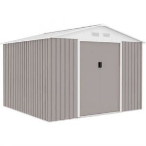 Abri de jardin en métal 7 06 m² 277 255 202 cm Kit d ancrage inclus Taupe Gris