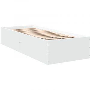 VidaXL Cadre de lit blanc 90x190 cm bois d'ing&eacute;nierie, meuble de chambre &agrave; coucher, sommier, lit &agrave; panneaux, lit, lit simple, lit plate-forme