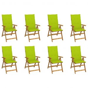 VidaXL Chaises pliables de jardin avec coussins 8 pcs Bois d'acacia - Vert vif