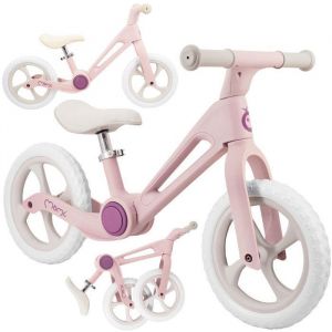 Momi Noru Vélo Bébé Draisienne Pliable - Dès 2 Ans ¿ Jusqu'à 25 Kg - 12 Pouces Roues ¿ Réglable Sans Outils ¿ Rose